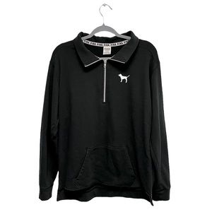 VS PINK Black Half-Zip Pullover, Size M